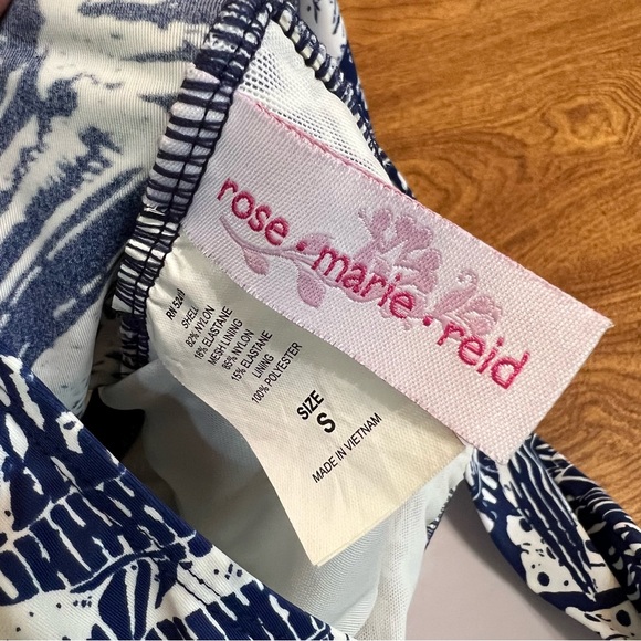 Rose.Marie.Reid Blue white Floral Tropical Print Swimsuit size S - Picture 4 of 9
